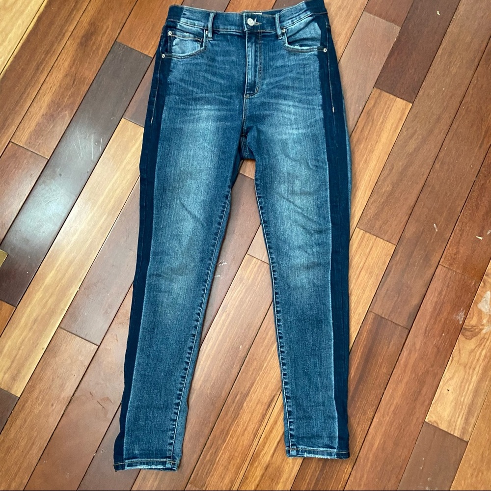 Garage high waisted colour block denim jeans